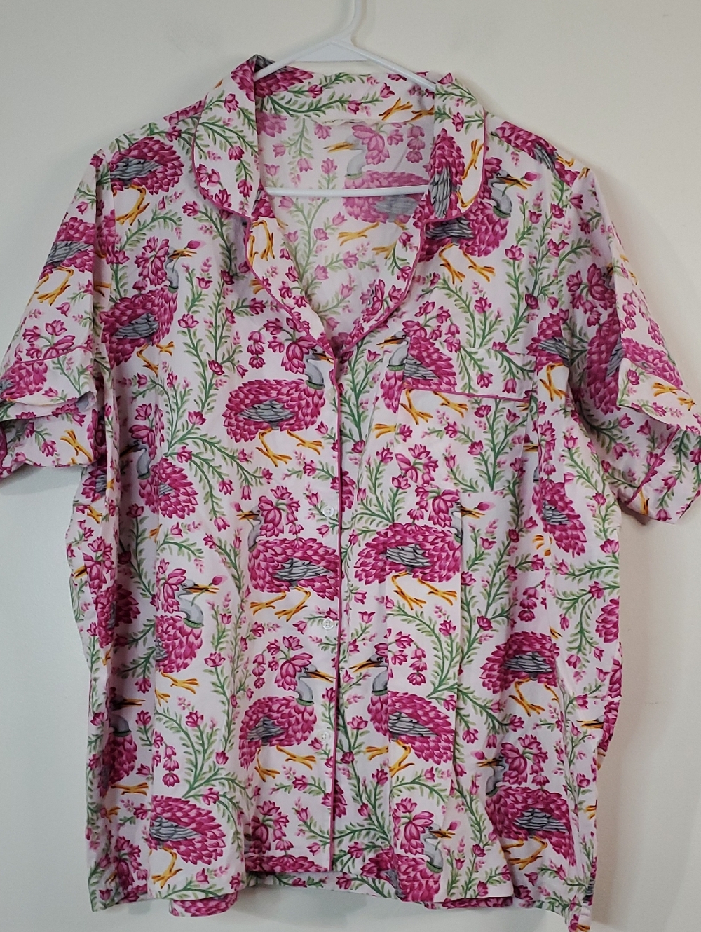 Print Fresh Pajama Top Size 4X Queen Lotus Pink Cloud